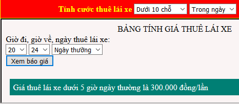 Thuê tài xế: ngày thuê lái xe thứ nhất