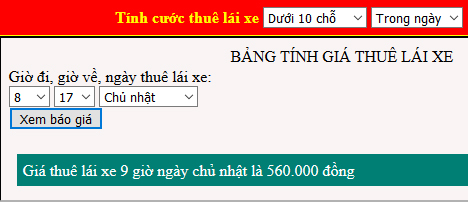 Thuê lái xe ngày chủ nhật