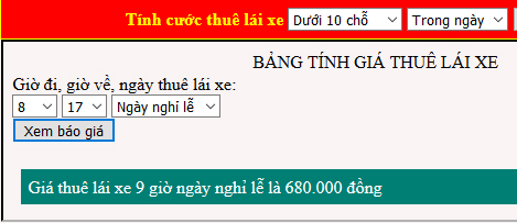 Thuê lái xe ngày nghỉ lễ